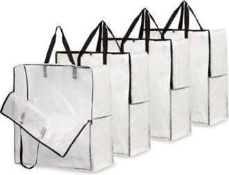 OEM Juego De 4 Bolsas De Almacenamiento Transparentes, Bolsa De Mudanza Xxl Grande De 60x60 Cm Con Asa De Transporte, Bolsa De Almacenamiento Para Ropa, J