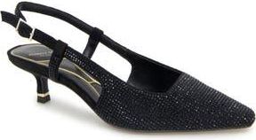 Kenneth Cole Martha Crystals Slingback Kitten Heel Pump in Black/Black Micro at Nordstrom Rack, Size 8.5