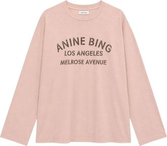 Anine Bing Ivan Long Sleeve Melrose Stencil - Dames - Longsleeves - Roze - L - Tops
