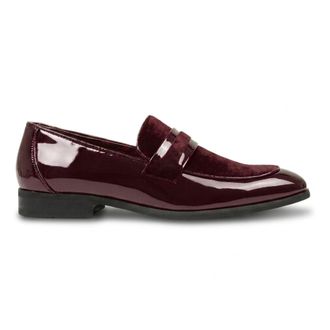 TruClothing Loafers Slip On Velvet Detailed Patent Formal Shoe