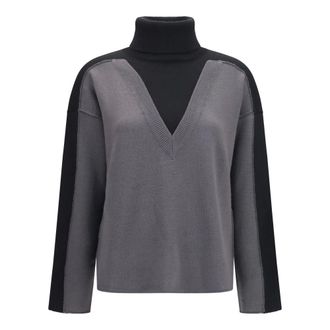 Maison Margiela Trui met hoge hals in twee kleuren - Dames - Truien - Grijs - Maat: S Wol