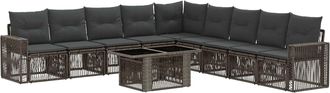 vidaXL Conjunto De Sof&aacute;s De Jard&iacute;n 10 Uds. Gris Y Gris Oscuro Vidaxl