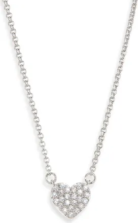 Kate Spade New York Pav&eacute; Heart Mini Pendant Necklace in Clear/silver. at Nordstrom