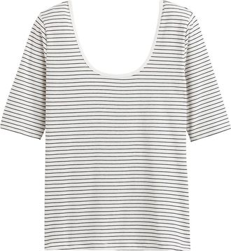 La Redoute Collections Gestreept T-shirt met wijde hals