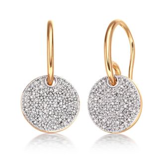 Monica Vinader Ava Diamond Disc Drop Earrings, Gold Vermeil on Silver