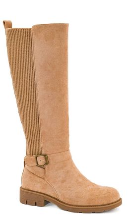Corkys Footwear Womens Hey There Knee-High Boot In Camel Faux Suede