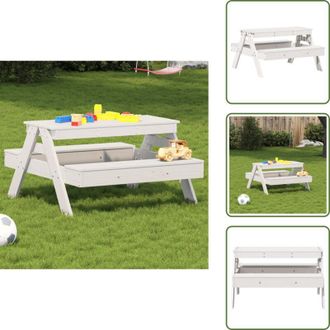 vidaXL Tavolo da picnic per bambini - vidaXL Tavolo Picnic per Bambini Bianco 88x97x52cm Legno Massello Pino - Tavolo da picnic in pino