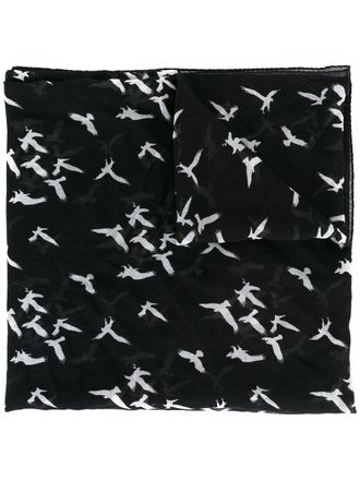 Saint Laurent bird print scarf - Zwart