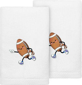 Linum Home Textiles 2-Pack Embroidered Hand Towel in White Football at Nordstrom Rack