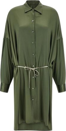 Dries Van Noten Dinidia Dress - Dames - Shirt Kleedjes - Groen - M - Satijn - Kleedjes