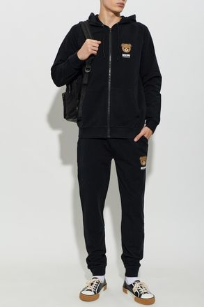 Moschino Hooded Zip-up Sweatshirt, Mens, Black