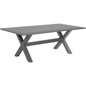 Beliani Tavolo da Esterno Rettangolare Alluminio Grigio Piano a Doghe 200 x 105 cm Cascais