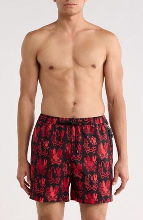 Psycho Bunny Olden Print Swim Shorts in Black at Nordstrom Rack, Size Xxx-Large