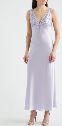 Saylor Serefina Sequin Flower Satin Gown in Lavender at Nordstrom, Size X-Small