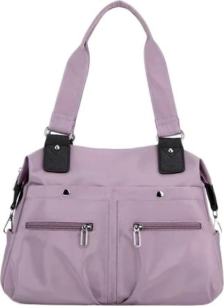 Generic Tote Bag Handbag Shoulder, Compatible For Women Nylon Waterproof Large Capacity Shopping CrossBody(LightPurple)