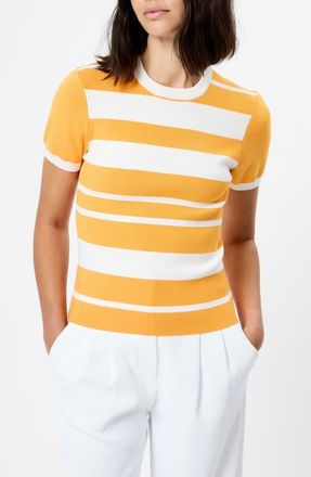 French Connection Maxime Stripe Short Sleeve Top in Clementine-White at Nordstrom, Size X-Large