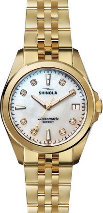 Shinola Circadian Monster Mother-of-Pearl & Diamond Automatic Bracelet Watch, 36mm in White Mother Of Pearl at Nordstrom