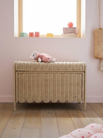 Vertbaudet Truhe FESTON mit Deckel f&uuml;r Kinderzimmer, Papierkordel beige