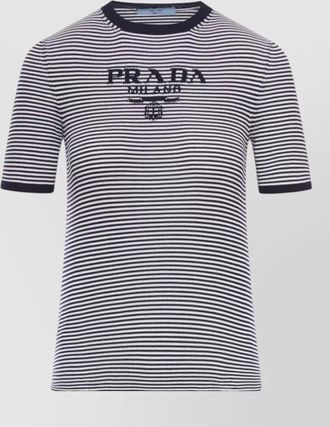 Prada striped ribbed slim-fit silk t-shirt
