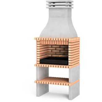 Movelar Barbacoa De Obra Prefabricada De Le&ntilde;a Y Carb&oacute;n Modelo Albufeira (gris, Naranja - 95 X 70 X 245 Cm) Ref: 3580/1 - Cocina De Exterior Para Jard&iacute;n Y Terr