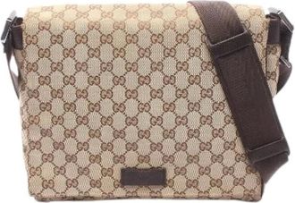 Gucci Pre-owned Cross Body Bags, female, Beige, Size: ONE SIZE Pre-owned GG Canvas Leather Shoulder Bag