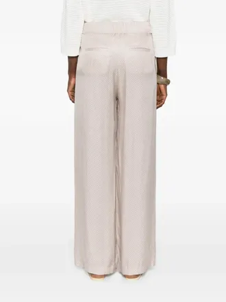 PESERICO Printed Viscose Trousers - Beige