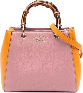 Gucci Borsa shopper media bicolore in pelle di vitello e bamb&ugrave; 2016-2025 - Rosa