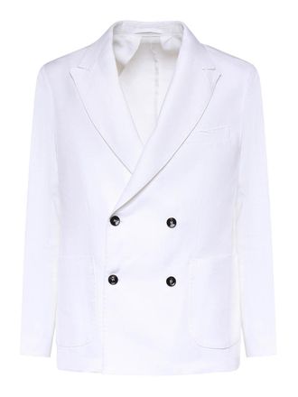Michael Coal Double-Breasted Linen Blazer