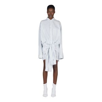 Balenciaga Kleedjes, Dames, Blauw, S, Double Pin-Stripe Shirt