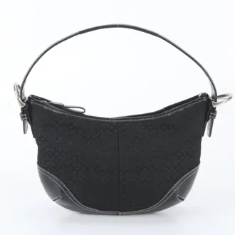 Coach Black Leather Canvas Handbag Shoulder Bag Tote Bag (Pre-Owned)