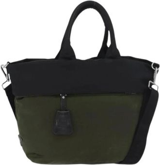 Prada Pre-owned Tote Bags, female, Green, Size: ONE SIZE Pre-owned Vintage Nylon Tote Bag