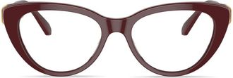 Swarovski crystal-embellished cat-eye frame glasses - women - Crystal/Acetate - 53 - Red