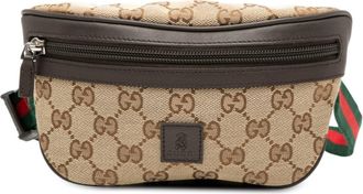 Gucci Brown Gg Canvas Leather Fanny Pack (Pre-Owned)
