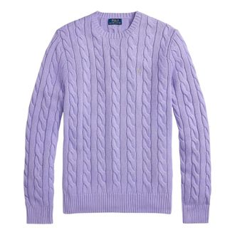 Ralph Lauren Round-neck Knitwear, male, Purple, Size: XS Cable Knit Sweater