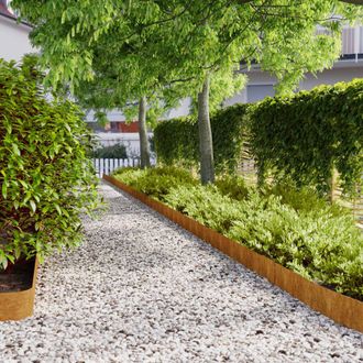 Berkfield Home Lawn Edgings 50 pcs 15x103 cm Flexible Corten steel in Brown