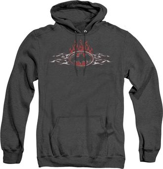 Gildan Batman Steel Flames Logo Adult Heather Hoodie / Hooded Sweatshirt
