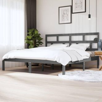 vidaXL Vidaxl - Estructura De Cama De Madera Maciza De Pino Gris 200x200 Cm