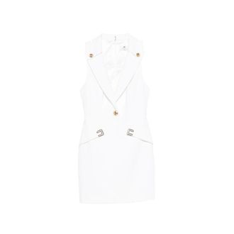 Elisabetta Franchi Short Dresses, female, White, Size: S Logo-appliqu&eacute; Mini Dress