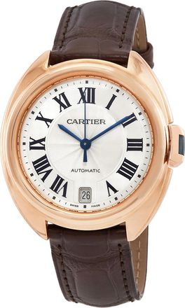 Cartier Pre-owned Cartier Cle Automatic 18kt Rose Gold Flinque Sunray Dial Ladies Watch WGCL0013