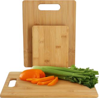 MegaChef 3 Piece 8 Inch, 11 Inch, and 13 Inch Bamboo Wood Cutting Board Set