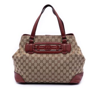 Gucci Pre-owned Womens Medium Gg Canvas Web Dressage Tote - Tan Textile - One Size