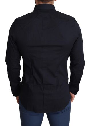 Dolce & Gabbana Blue Cotton Formal GOLD Dress Mens Shirt