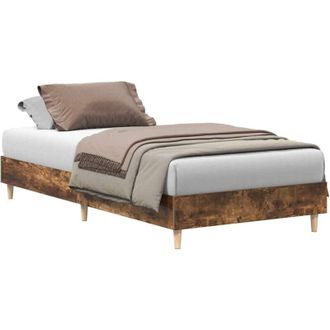 vidaXL Bed Frame No Mattress Smoked Oak 100x200 cm Engineered Wood Vidaxl