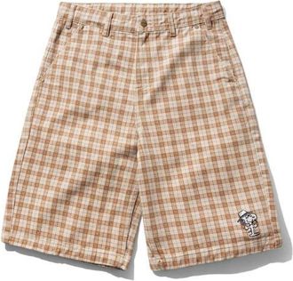 Butter Goods Peanuts Snoopy Spike Cotton Work Shorts in Sandstone Plaid at Nordstrom, Size 34
