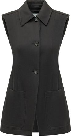 Sportmax Black Shirt Collar Sleeveless Blazer