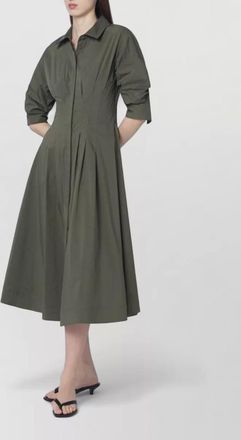 SIMKHAI midi shirt dress belted pleated pockets