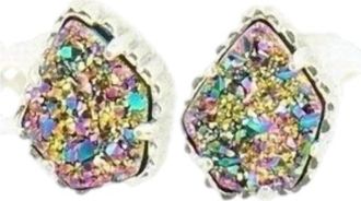 Kendra Scott Womens Tessa Stud Earrings In Rhodium/multi Drusy