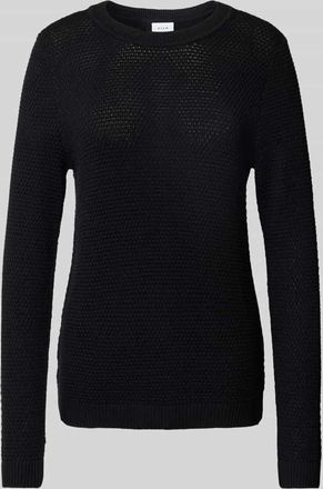 Vila Strickpullover mit gerippten Abschlüssen Modell dalo in Black, Größe XXL