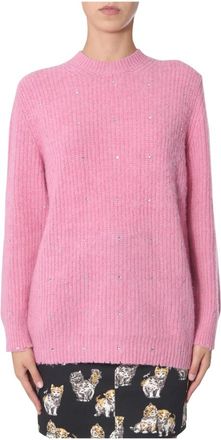 Msgm Pull Costa Inglese con Cristalli - Dames - Ronde hals truien - Roze - L - Truien & Vesten
