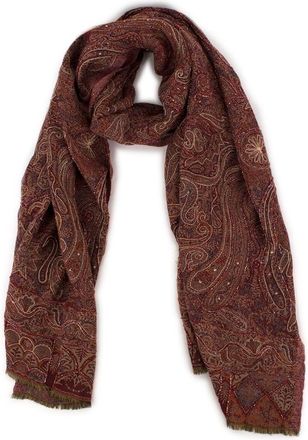 Bespoke embellished tapestry-jacquard scarf